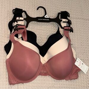 Lucky Brand Women's Bra Set - Pink and Black